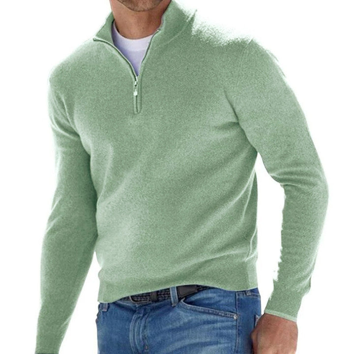 Men's Solid Color Zip Pullover Sweater 80501121X