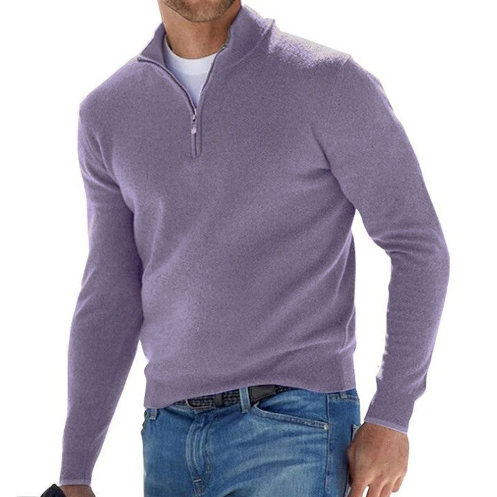 Maglione pullover con cerniera tinta unita da uomo 80501121X