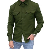 Men's Casual Brushed Solid Color Lapel Shirt Jacket 42460921X