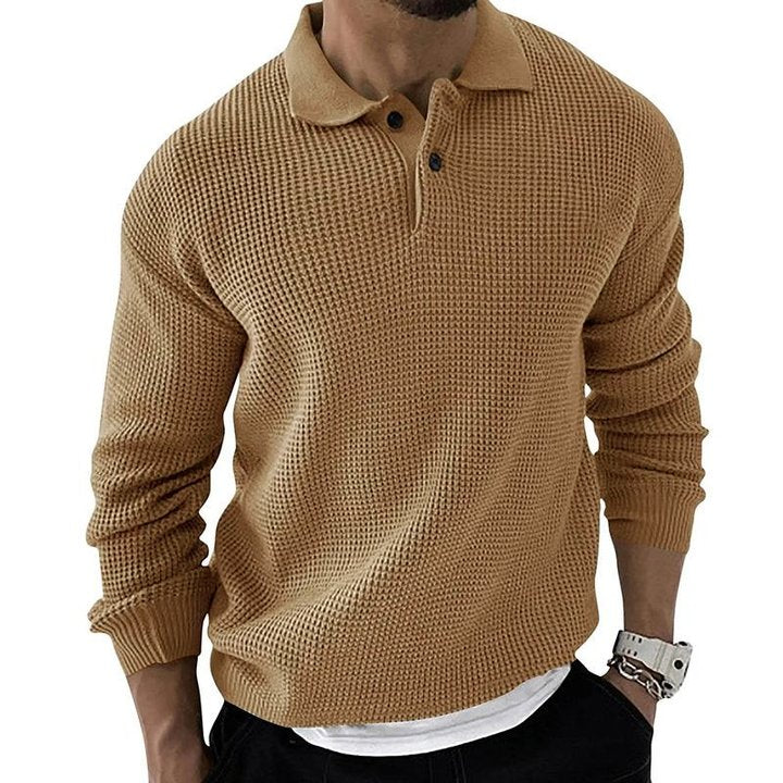 Men's Lapel Knit Button Pullover Sweater 68765777X