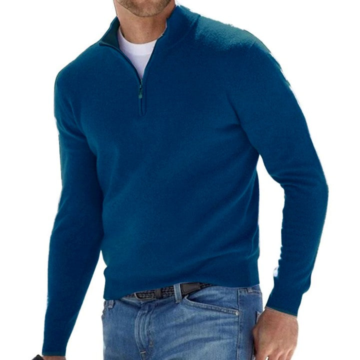 Maglione pullover con cerniera tinta unita da uomo 80501121X