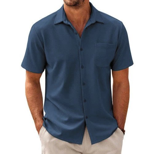 Camicia casual da uomo in misto cotone a maniche corte 44487570X