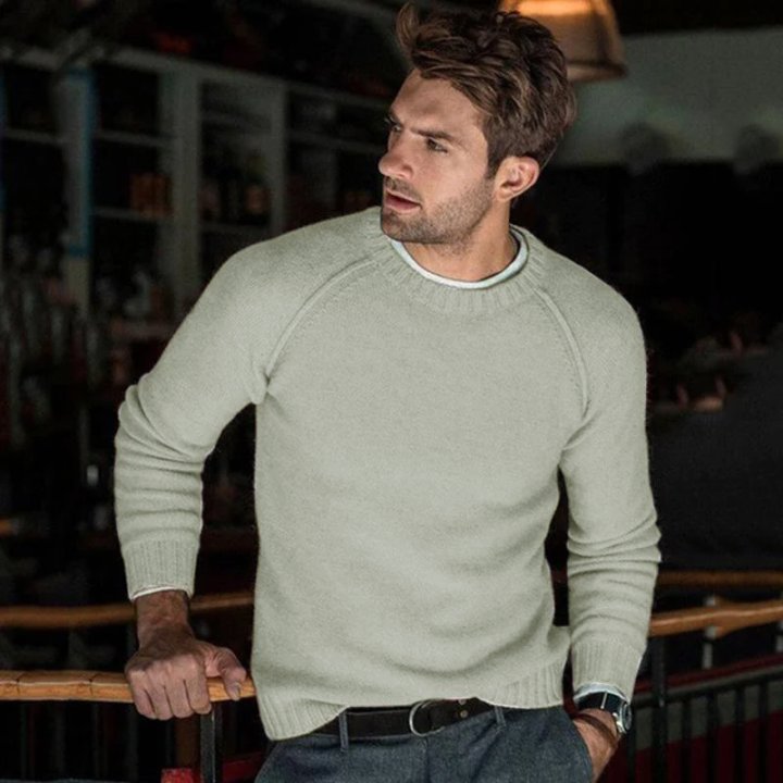 Maglione pullover in maglia con scollo rotondo tinta unita da uomo 85798282X