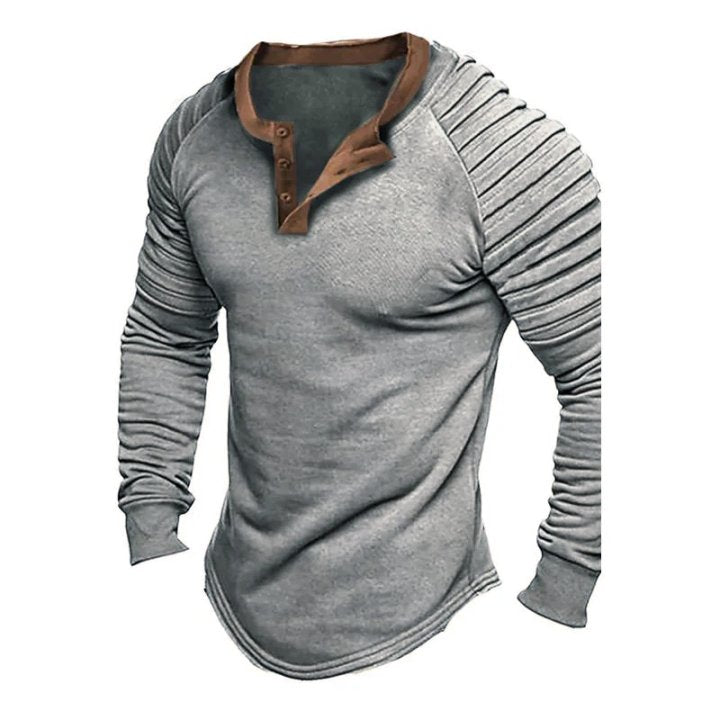 Ensfarget langermet Henley skjorte for menn 0344252X