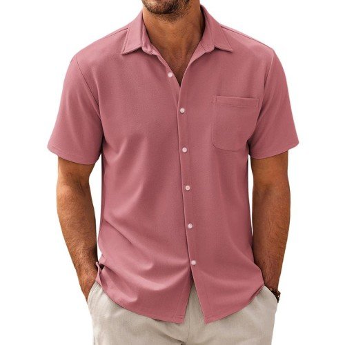 Camisa informal de manga corta de mezcla de algodón para hombre 44487570X