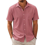 Men's Casual Cotton Blend Short Sleeve Shirt 44487570X