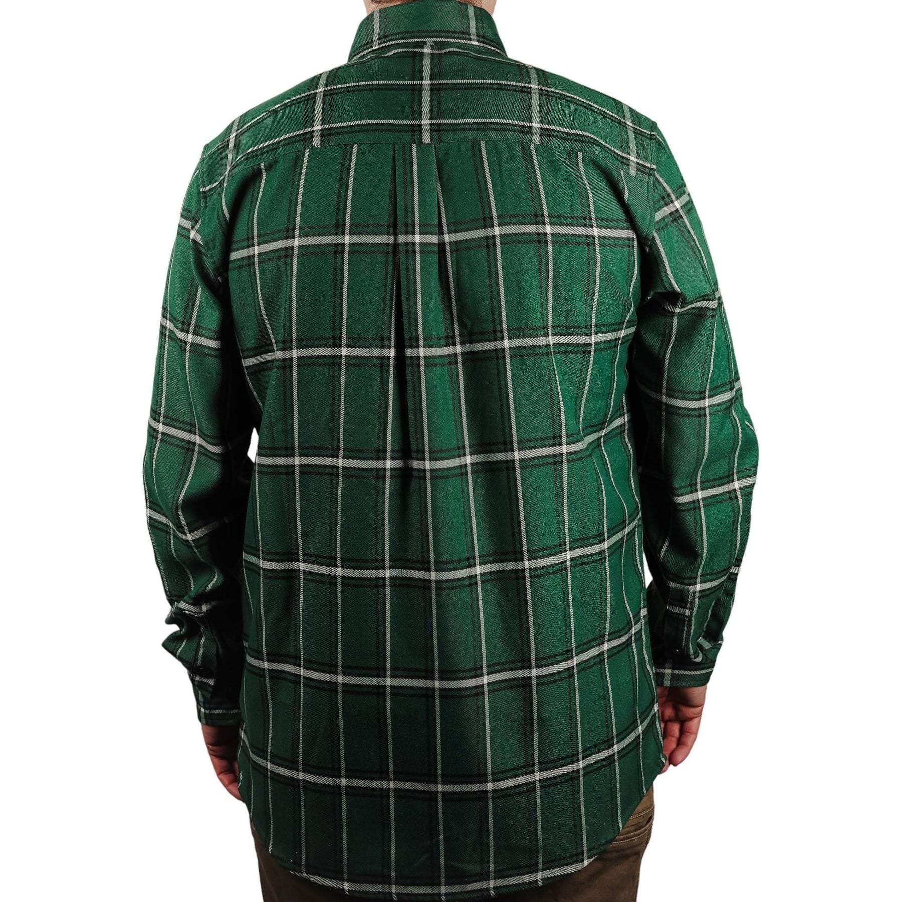 Men's Fashion Trend Green Plaid Lapel Long Sleeve Shirt 05556845F