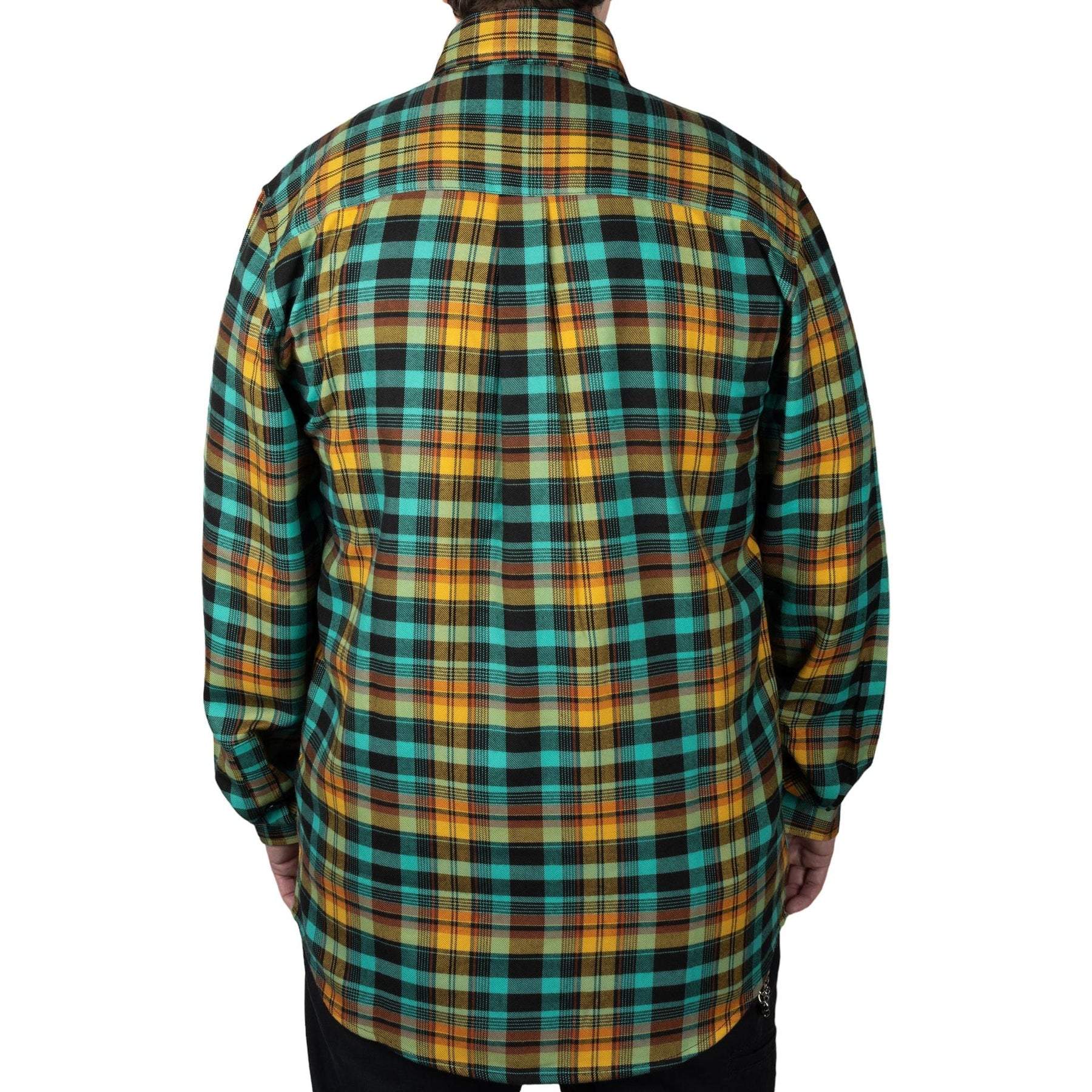 Men's Casual All-match Yellow Plaid Lapel Long Sleeve Shirt 18939932F