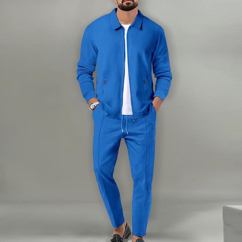 Hommes'S Ensemble veste et pantalon à revers gaufrés de couleur unie 29554016Y