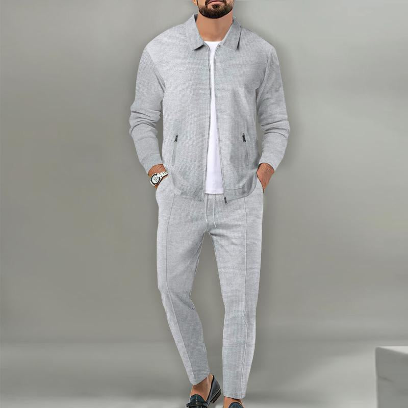 Hommes'S Ensemble veste et pantalon à revers gaufrés de couleur unie 29554016Y