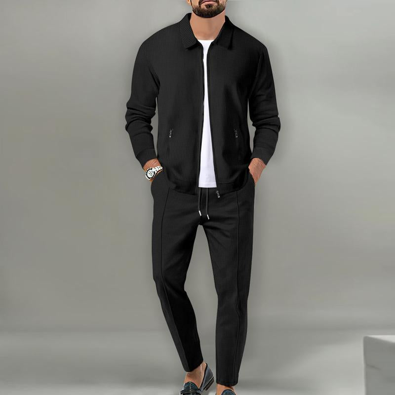 Hommes'S Ensemble veste et pantalon à revers gaufrés de couleur unie 29554016Y