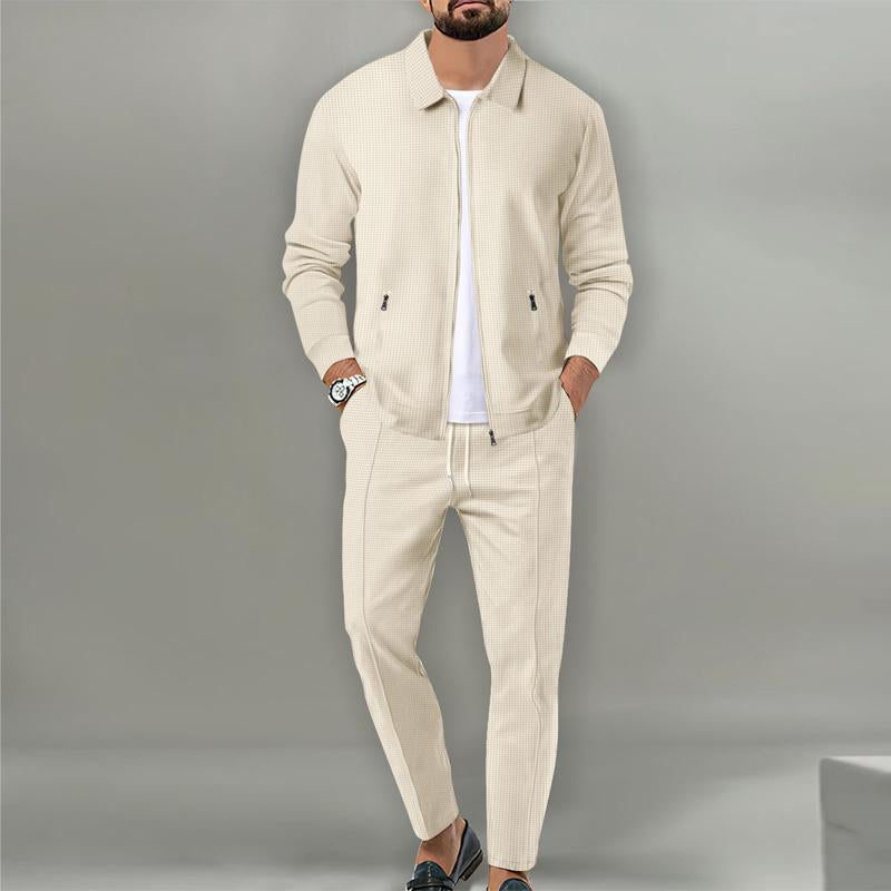 Hommes'S Ensemble veste et pantalon à revers gaufrés de couleur unie 29554016Y