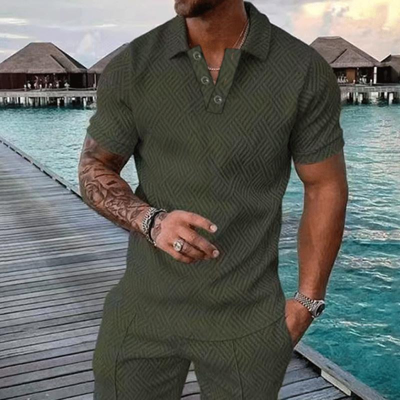 Men's Casual Solid Color Lapel Short Sleeve Polo Shirt 94739982Y