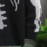 Men's Skeleton Graphic V Neck Single Breasted Knit Casual Cardigan 10173634Z