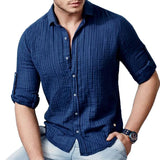 Men's Vintage Long Sleeve Rolled Lapel Shirt 86430035M