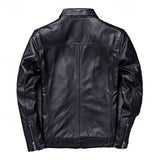 Men's Vintage Lapel Leather Motorcycle Jacket 38226954Y