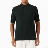 Men's Solid Color Jacquard Lapel Short Sleeve Polo Shirt 87480151Z
