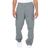 Men's Casual Elastic Waist Multi-Pocket Loose Straight Cargo Pants 38950802M