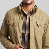 Men's Khaki Vintage Stand Collar Jacket 06641452U