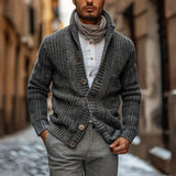 Men's Vintage Stand Collar Single Breasted Slim Fit Knitted Cardigan 28207812M