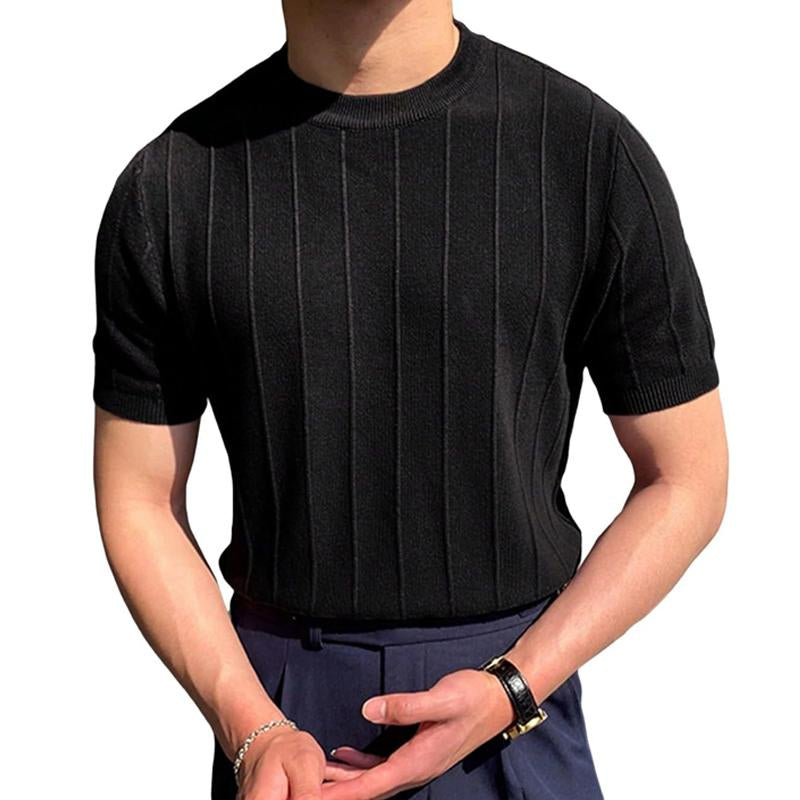 Men's Casual Breathable Solid Color Round Neck Short-Sleeved T-Shirt 59944347M