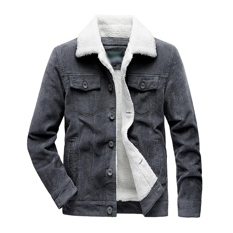 Chaqueta de lana de cordero de pana vintage gruesa y cálida para hombre 15371398M