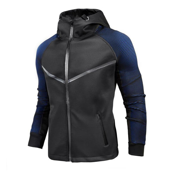 Men's Stylish Gradient Patchwork Hooded Zipper Sports Jacket 71727446M