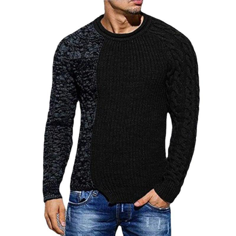 Men's Casual Round Neck Colorblock Long Sleeve Knit Sweater 99316423M