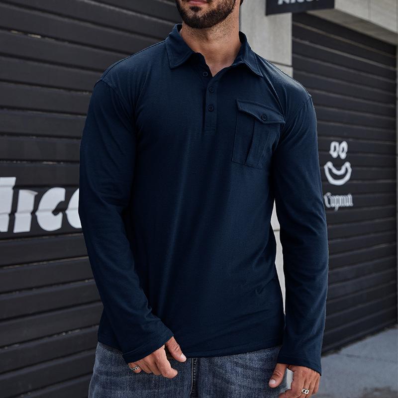 Men's Outdoor Lapel Solid Color POLO Shirt 18467687X