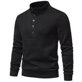 Men's Retro Solid Color Loose Button Turtle Collar Sweatshirt 85699420Y