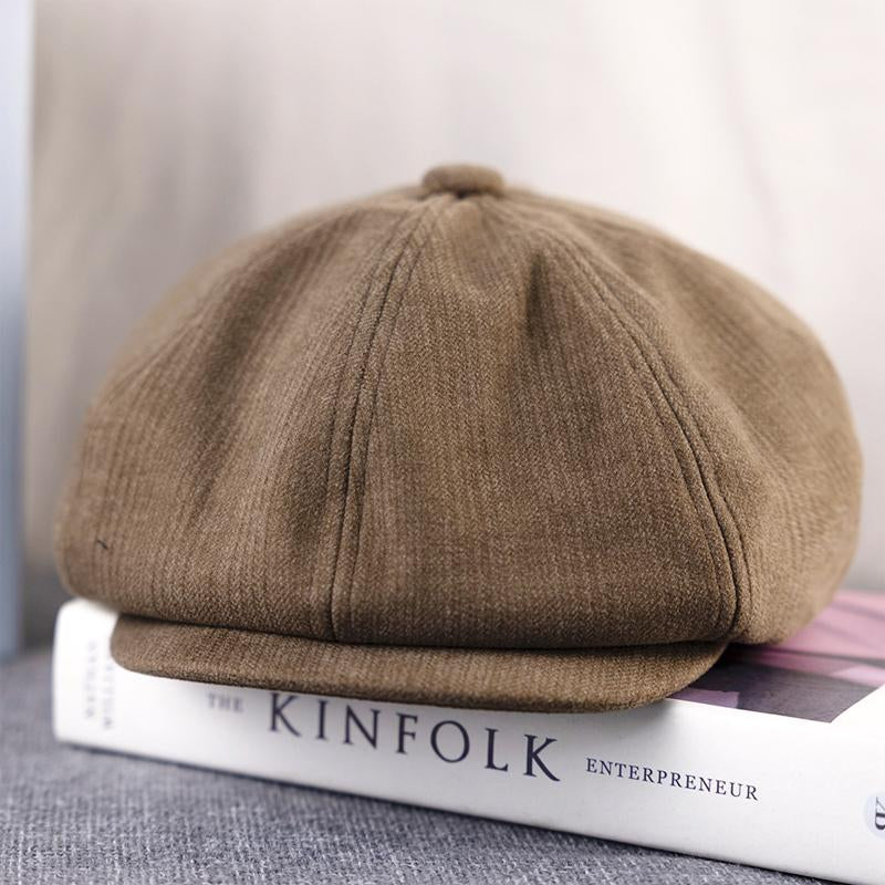 Men's Autumn and Winter Octagonal Striped Beret Hat 40597672U