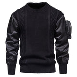 Men's Round Neck Spliced Sleeves Three-dimensional Pocket Personalized Sweater 67598676X