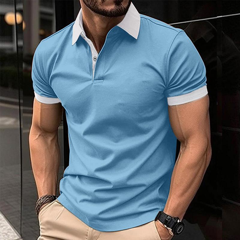 Men's Casual Color Block Short Sleeve POLO Shirt 43371751Y