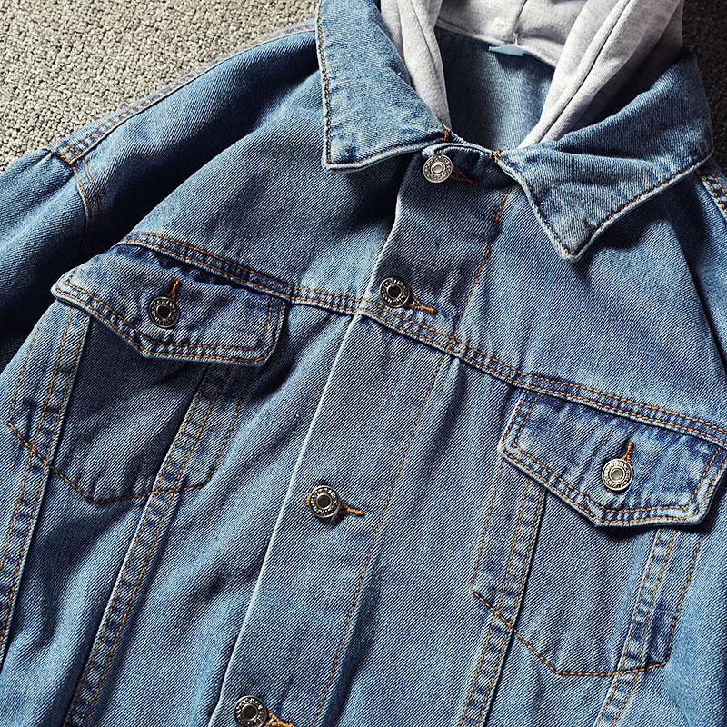 Men's Hooded Washed Denim Jacket 87048699U