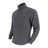 Men's Retro Long Sleeve Half Zip Plaid Stand Collar Sweatshirt 70936142X