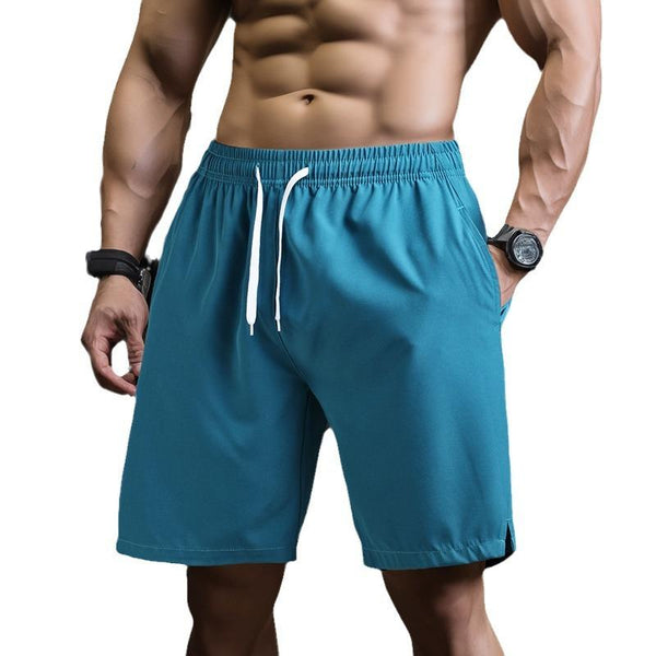Men's Solid Color Elastic Waist Straight Fitness Sports Shorts 74223196Z