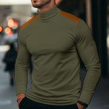 Men's Color Block Half High Collar Long Sleeve T-shirt 06983476Z