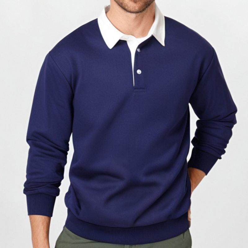 Men's Classic Casual Long Polo Neck Long Sleeve Sweatshirt 42878235K