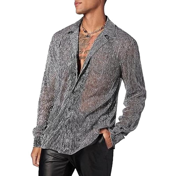 Men's Lapel Long Sleeve Breathable Casual Shirt 25066626X