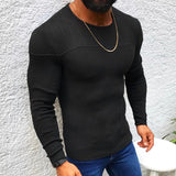 Men's Solid Color Long Sleeve Pullover Crew Neck Sweater 96880362X