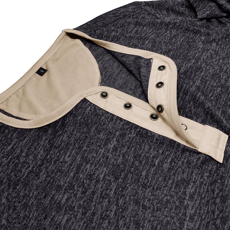 Men's Button Collar Long Sleeve T-Shirt 38365376U