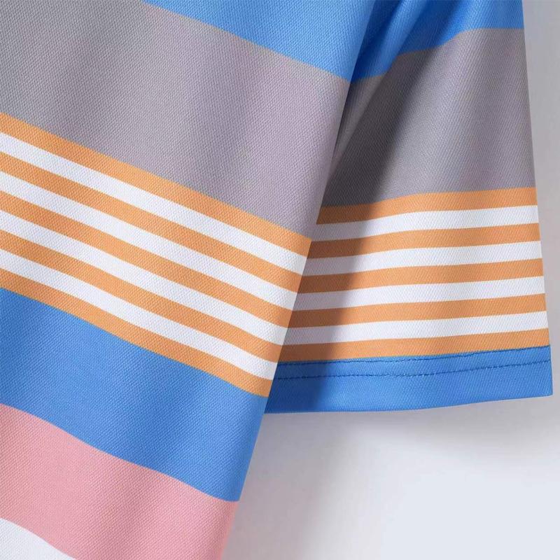 Polo da uomo a maniche corte con bottoni e stampa a righe 06082086X