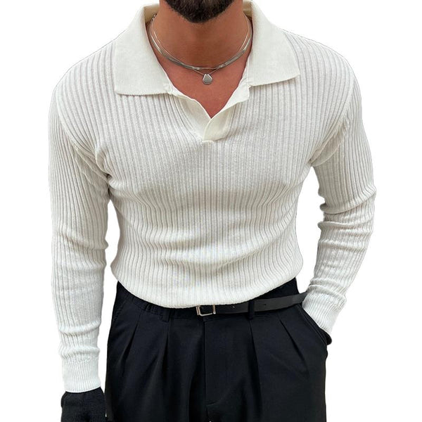 Men's Striped Lapel Knit Sweater 18628776X