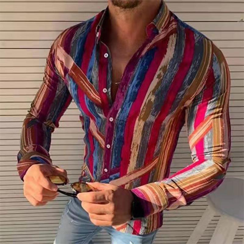 Men's Casual Striped Long Sleeve Shirt 52337360TO