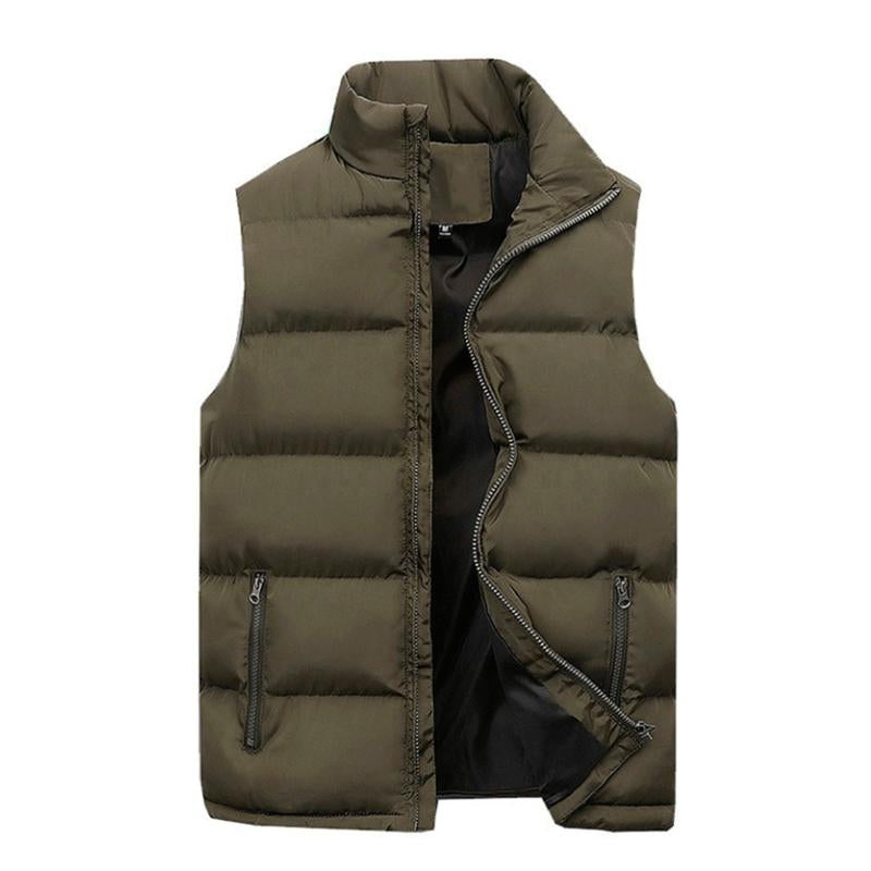 Men's Retro Casual Solid Color Padded Zipper Vest 95350361TO