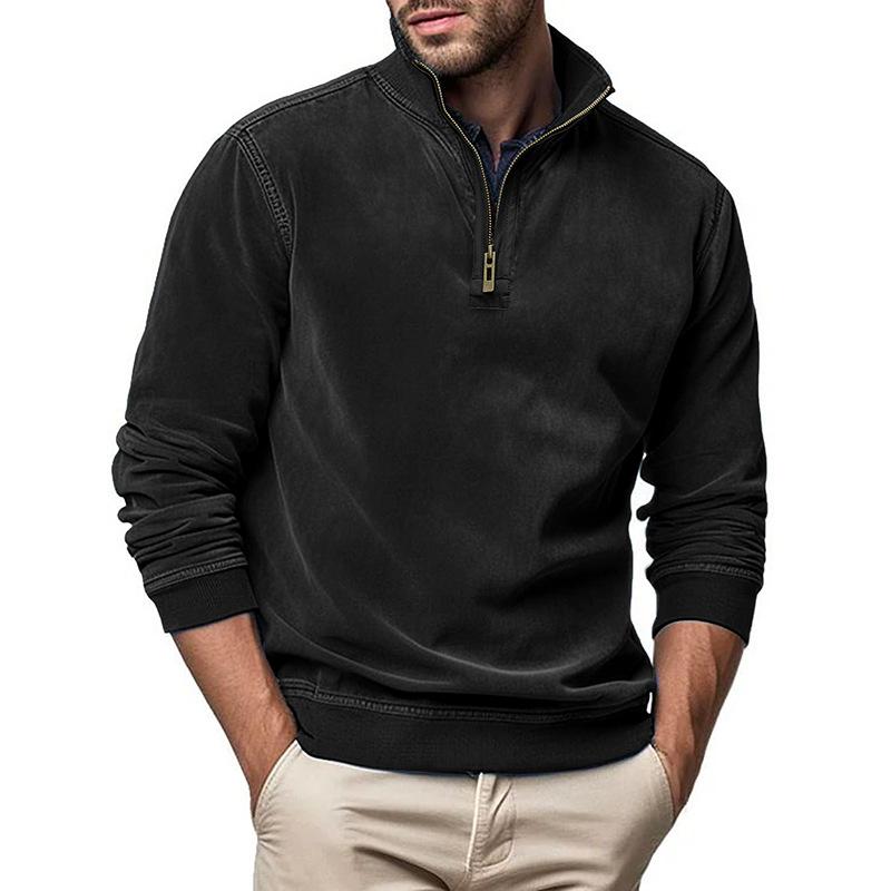 Men's solid color zipper stand collar sweatshirt 05907732U