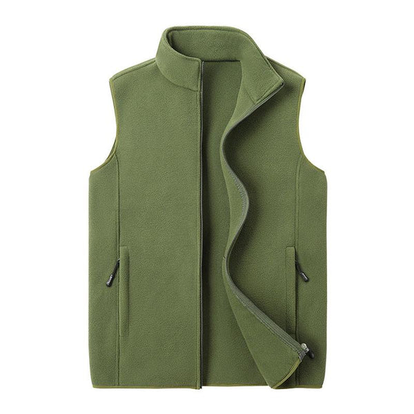 Men's Casual Outdoor Stand Collar Zipper Loose Fleece Vest 79705666M