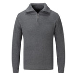 Men's Solid Color Thick Stand Collar Half Zip Pullover Sweater 57203843X