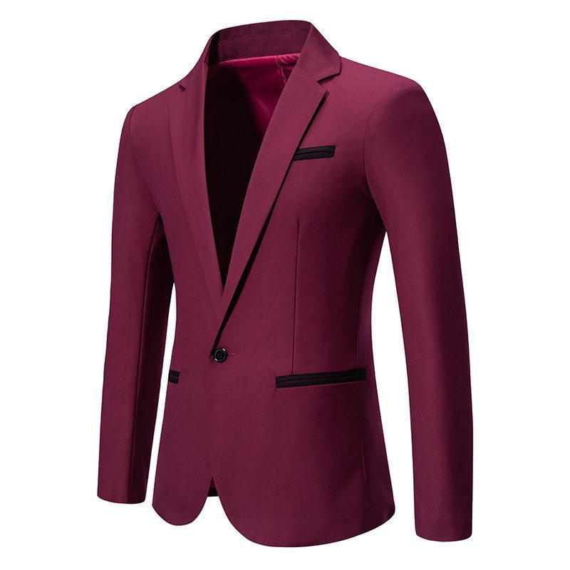 Men's Colorblock Slim Fit Lapel Single Button Blazer 11088297Y