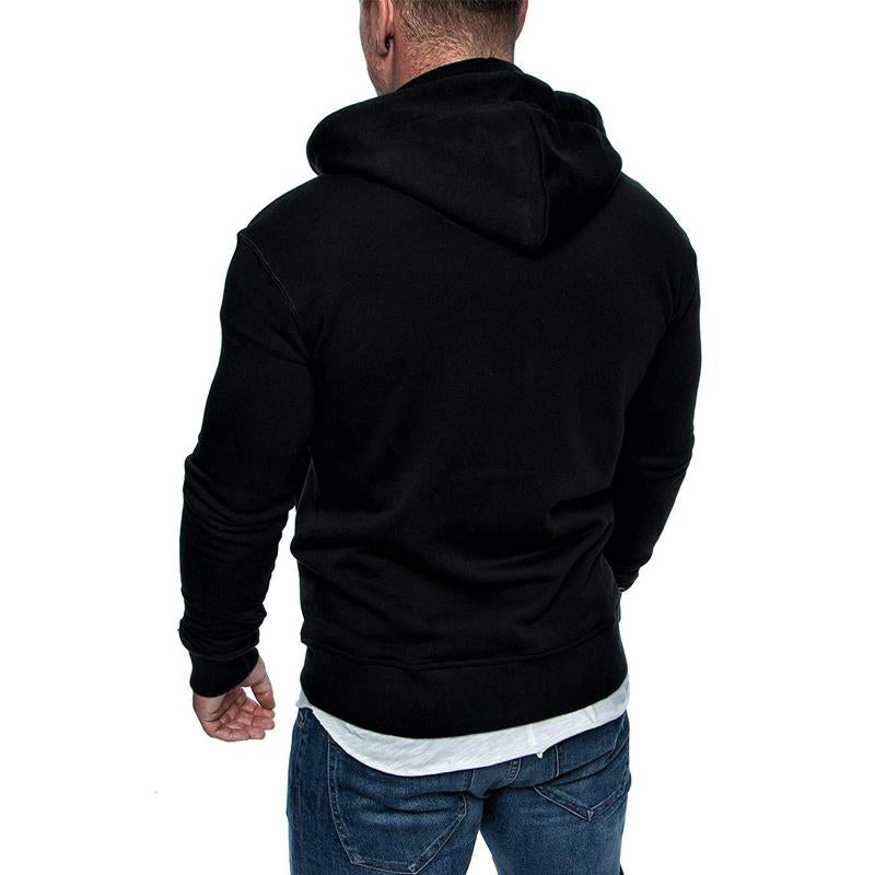 Men's Casual Solid Color Hooded Sweatshirt Jacket 88432395Y
